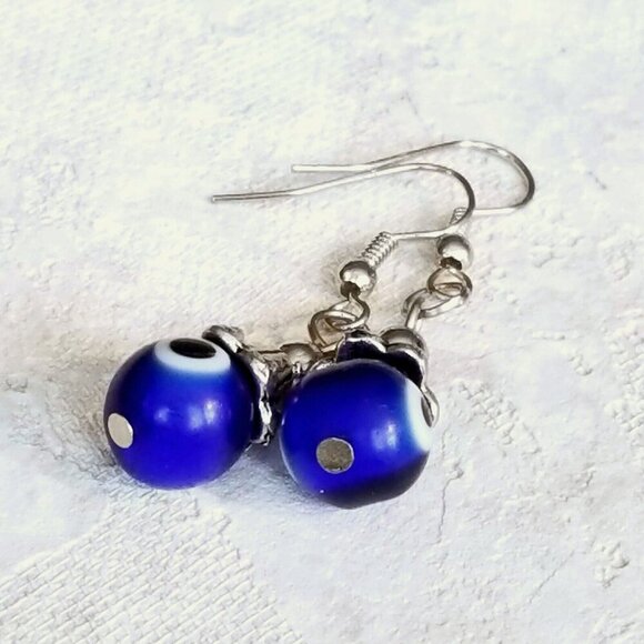 Pinkdiva Jewelry - Evil Eye Cobalt Blue White Black Silver Turkish Glass Talisman Protection Handcr
